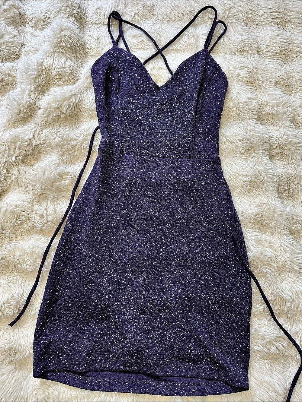 Windsor Purple Glitter Mini Dress Small